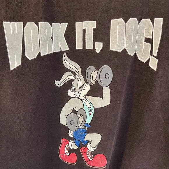 Acme Vintage 90s 1991 Bugs Bunny Work It Doc Tank Top Black Size Large - Picture 7 of 8